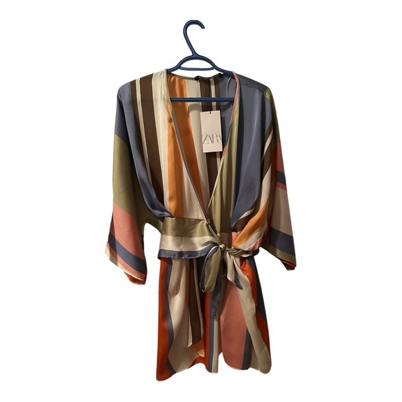 Zara Multicolor Striped Kimono Romper - Picture 2 of 2
